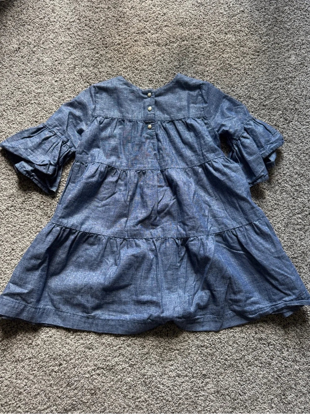 Gymboree Blue Tiered Chambray Dress with Ruffled Sleeves